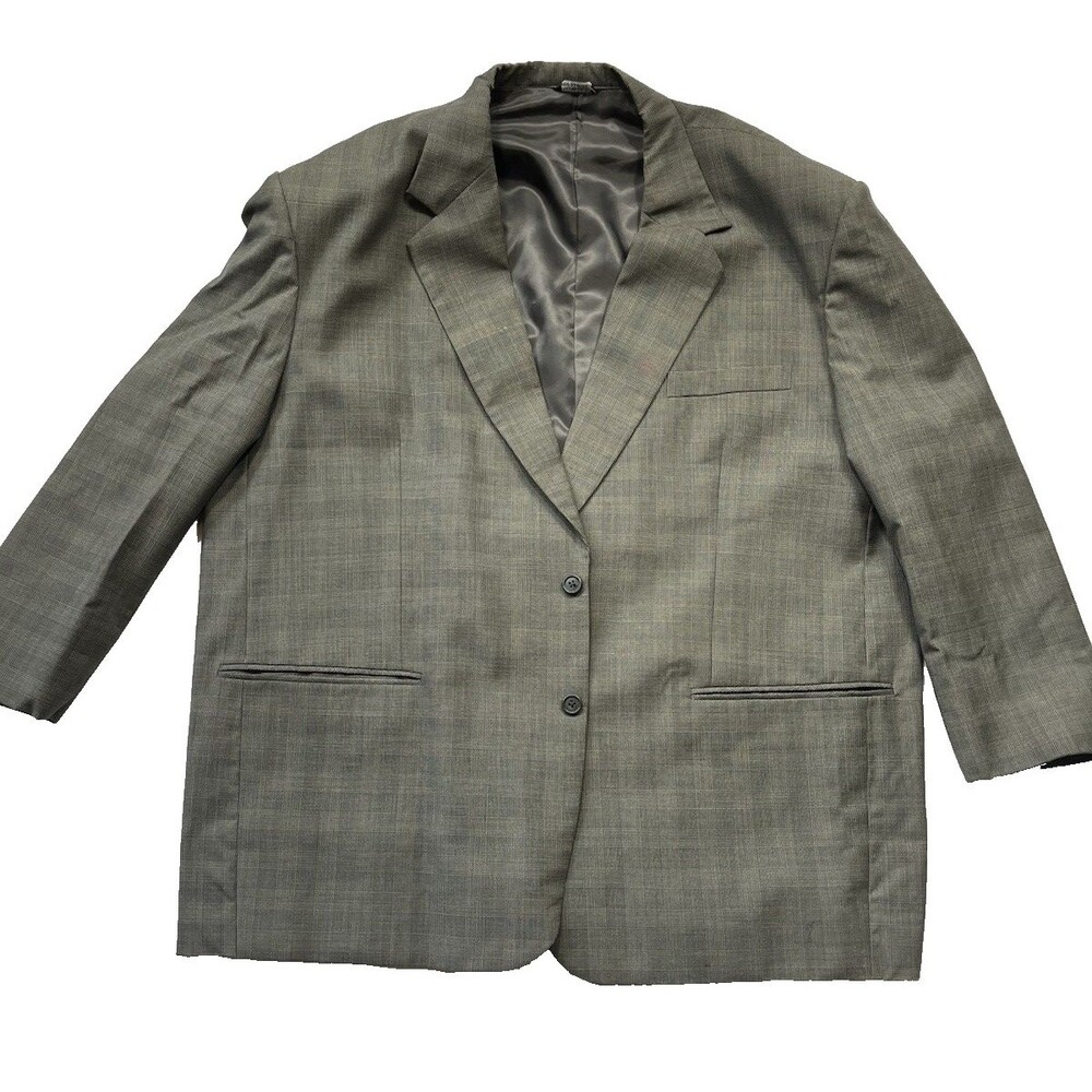 Euro Tailoring Custom Wool Suit Jacket Mens 42-44 Gray Plaid Blazer
